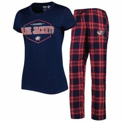 Best Sale 🛒 Women's Concepts Sport Navy/Red Columbus Blue Jackets Badge T-Shirt & Pants Sleep Set 😍