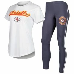 Cheapest π Women's Concepts Sport White/Charcoal Kansas City Chiefs Sonata T-Shirt & Leggings Sleep Set π