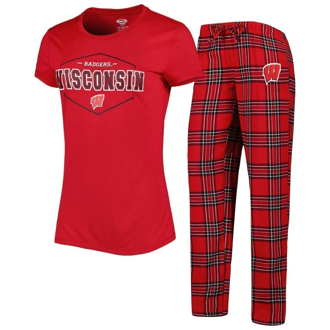 Best reviews of β Women's Concepts Sport Red/Black Wisconsin Badgers Badge T-Shirt & Flannel Pants Sleep Set π - Image 2