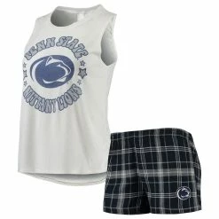 Best Sale π Women's Concepts Sport Navy/White Penn State Nittany Lions Ultimate Flannel Tank Top & Shorts Sleep Set π