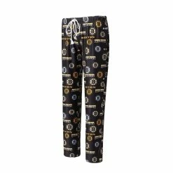 Wholesale π Women's Concepts Sport Black Boston Bruins Breakthrough Allover Logo Sleep Pants π€©