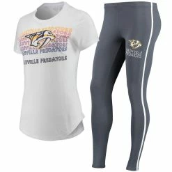 New π Women's Concepts Sport White/Charcoal Nashville Predators Sonata T-Shirt & Leggings Set π₯