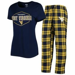 Deals βοΈ Women's Concepts Sport Navy/Gold West Virginia Mountaineers Badge T-Shirt & Flannel Pants Sleep Set π