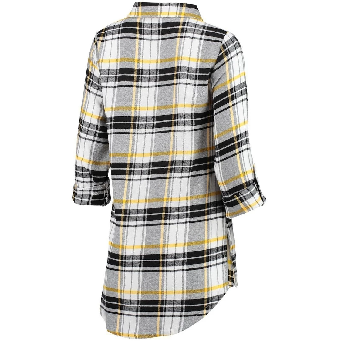 Best Sale π€© Women's Concepts Sport Black/Gold Pittsburgh Steelers Accolade Flannel Long Sleeve Button-Up Nightshirt β - Image 4