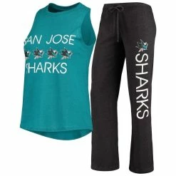 Cheap π Women's Concepts Sport Teal/Black San Jose Sharks Meter Tank Top & Pants Sleep Set π
