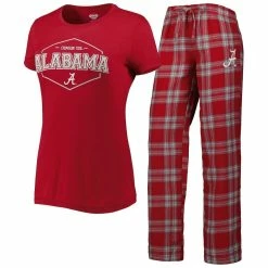 Outlet π Women's Concepts Sport Crimson/Gray Alabama Crimson Tide Badge T-Shirt & Flannel Pants Sleep Set π
