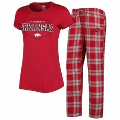 New ⌛ Women's Concepts Sport Cardinal/Gray Arkansas Razorbacks Badge T-Shirt & Flannel Pants Sleep Set 😉