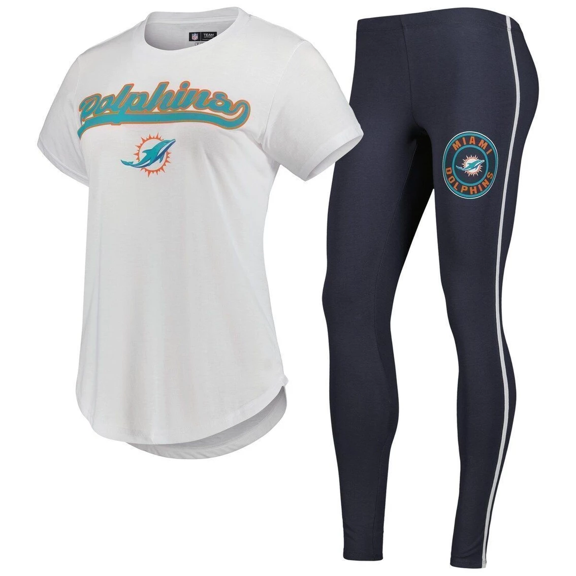 Buy π₯° Women's Concepts Sport White/Charcoal Miami Dolphins Sonata T-Shirt & Leggings Sleep Set β¨ - Image 2