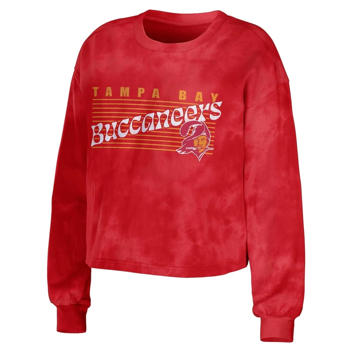 Best Pirce π― Women's WEAR By Erin Andrews Red Tampa Bay Buccaneers Tie-Dye Cropped Pullover Sweatshirt & Shorts Lounge Set β¨ - Image 3