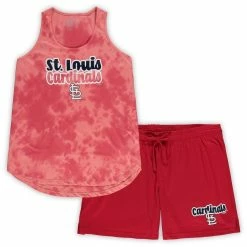 Hot Sale 🔔 Women's Concepts Sport Red St. Louis Cardinals Plus Size Cloud Tank Top & Shorts Sleep Set 💯