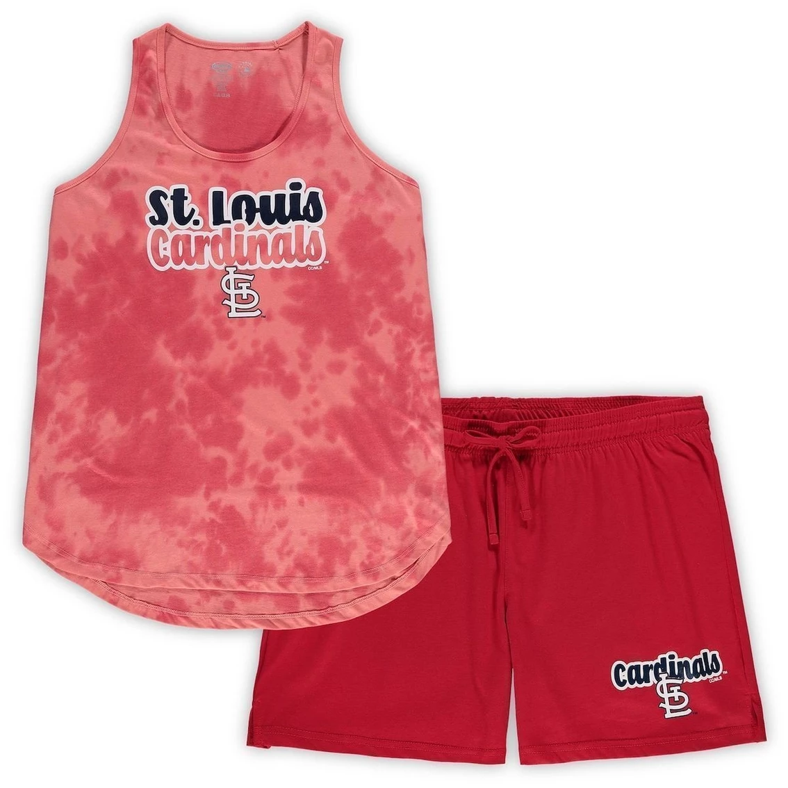 Hot Sale π Women's Concepts Sport Red St. Louis Cardinals Plus Size Cloud Tank Top & Shorts Sleep Set π―
