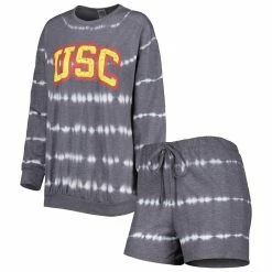 Coupon ✔️ Women's Gameday Couture Gray USC Trojans All About Stripes Tri-Blend Long Sleeve T-Shirt & Shorts Set ⌛