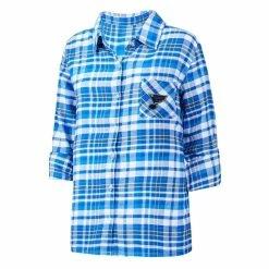 Hot Sale 🌟 Women's Concepts Sport Blue St. Louis Blues Mainstay Flannel Full-Button Long Sleeve Nightshirt ✔️