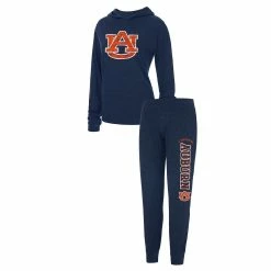 Promo 🎁 Women's Concepts Sport Navy Auburn Tigers Long Sleeve Hoodie T-Shirt & Pants Sleep Set 🛒