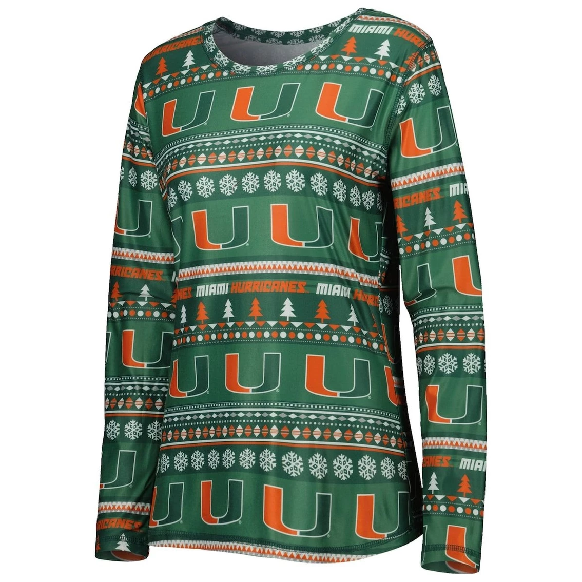 Best deal π― Women's Concepts Sport Green Miami Hurricanes Holiday Long Sleeve T-Shirt And Pants Sleep Set π - Image 3