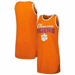 Flash Sale 👏 Women's Concepts Sport Orange/White Clemson Tigers Tank Nightshirt ✔️