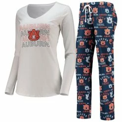 Budget 🌟 Women's Concepts Sport Navy/White Auburn Tigers Flagship Long Sleeve T-Shirt & Pants Sleep Set ✔️
