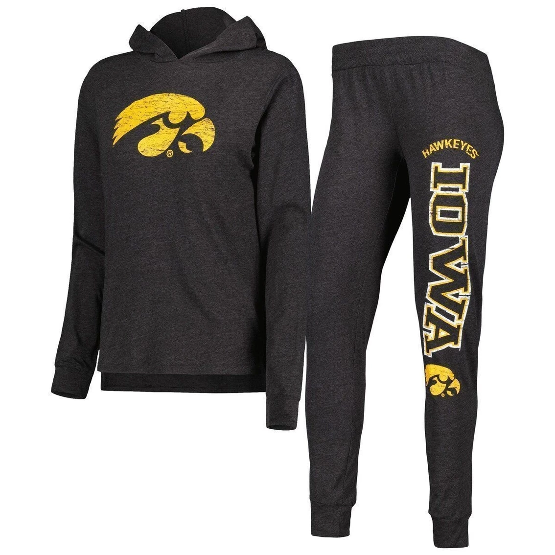 Best reviews of π Women's Concepts Sport Black Iowa Hawkeyes Long Sleeve Hoodie T-Shirt & Pants Sleep Set β€οΈ - Image 2