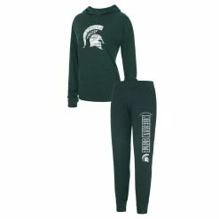 Cheapest π€© Women's Concepts Sport Heathered Green Michigan State Spartans Long Sleeve Hoodie T-Shirt & Pants Sleep Set π