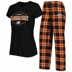 Promo π Women's Concepts Sport Black/Orange Oklahoma State Cowboys Badge T-Shirt & Flannel Pants Sleep Set π