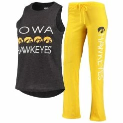 Cheap π Women's Concepts Sport Black/Gold Iowa Hawkeyes Team Tank Top & Pants Sleep Set π