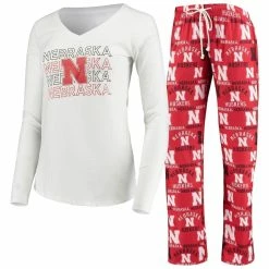 Cheap π₯° Women's Concepts Sport Scarlet/White Nebraska Huskers Flagship Long Sleeve T-Shirt & Pants Sleep Set π