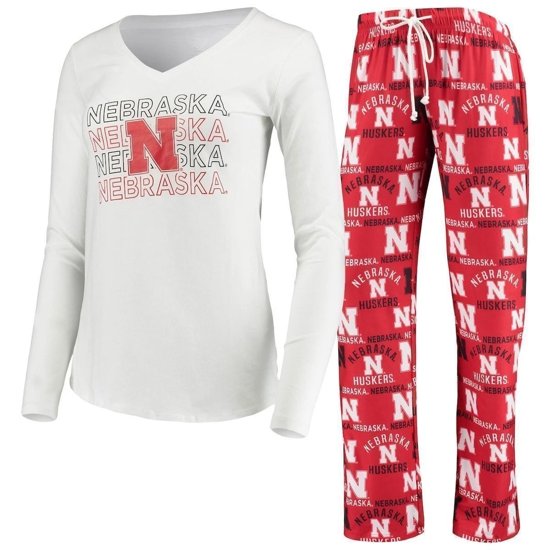 Cheap π₯° Women's Concepts Sport Scarlet/White Nebraska Huskers Flagship Long Sleeve T-Shirt & Pants Sleep Set π