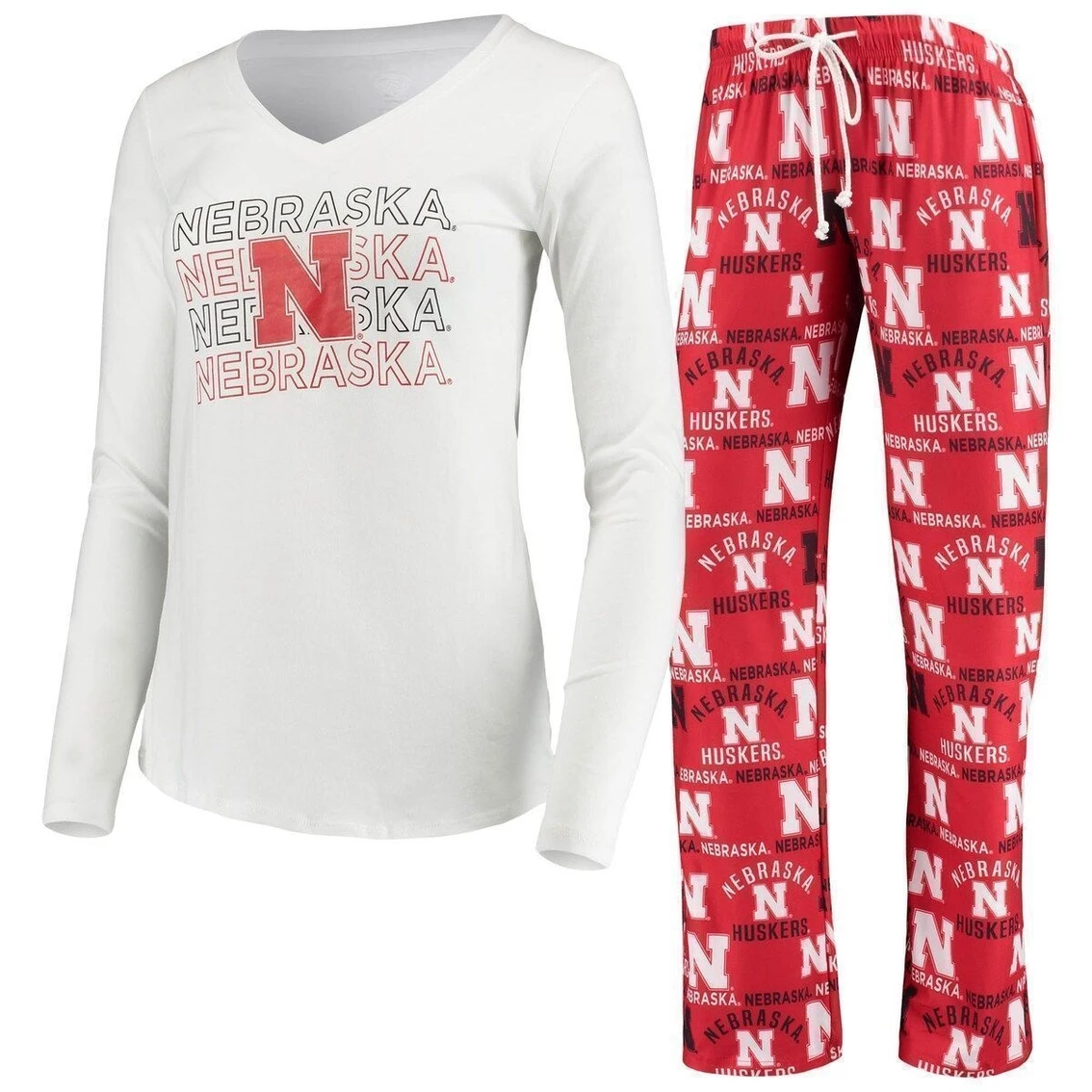 Cheap π₯° Women's Concepts Sport Scarlet/White Nebraska Huskers Flagship Long Sleeve T-Shirt & Pants Sleep Set π - Image 2
