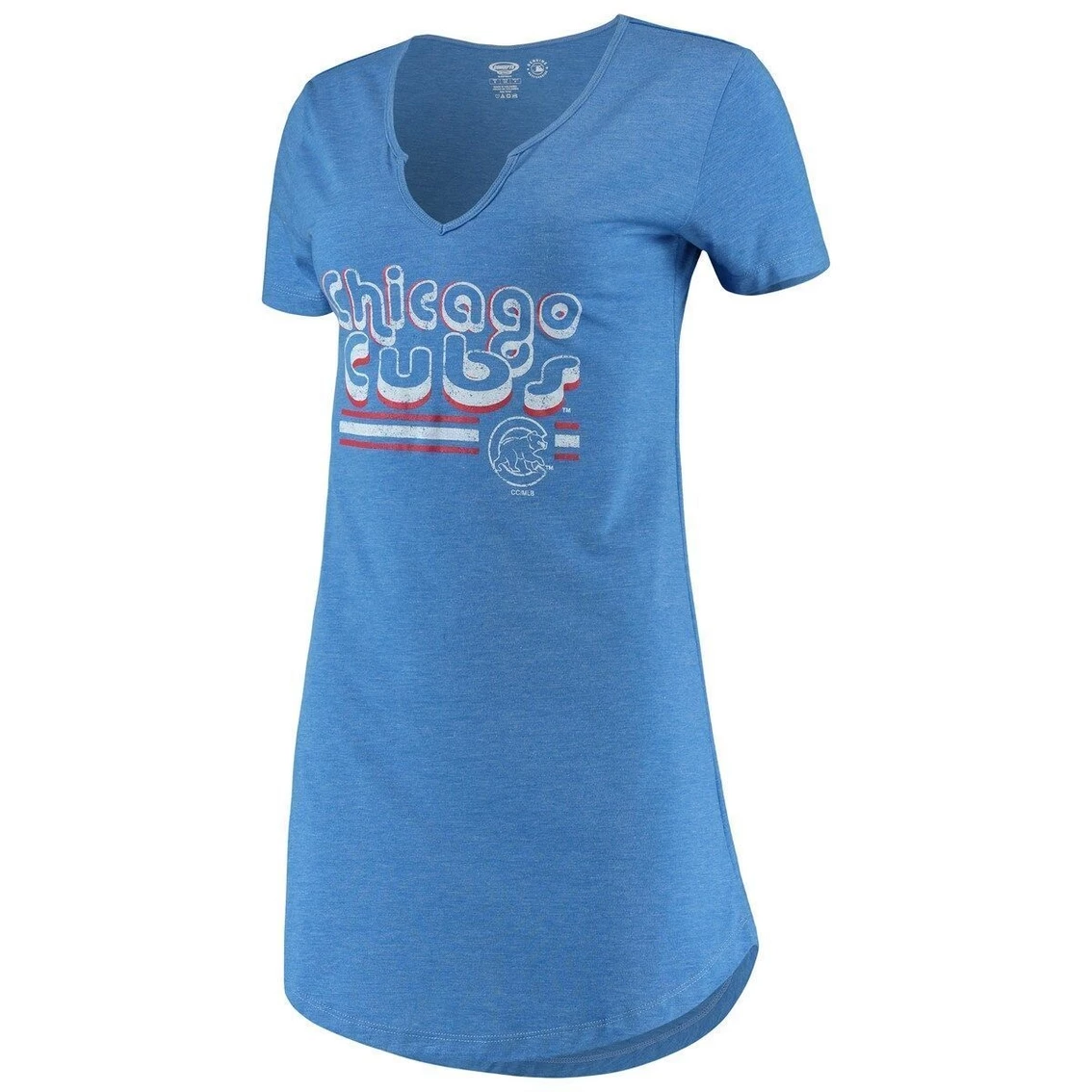 Best Sale π₯° Women's Concepts Sport Heathered Royal Chicago Cubs Crescent Tri-Blend Notch Neck Nightshirt π - Image 3