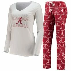 Wholesale π― Women's Concepts Sport Crimson/White Alabama Crimson Tide Flagship Long Sleeve T-Shirt & Pants Sleep Set π