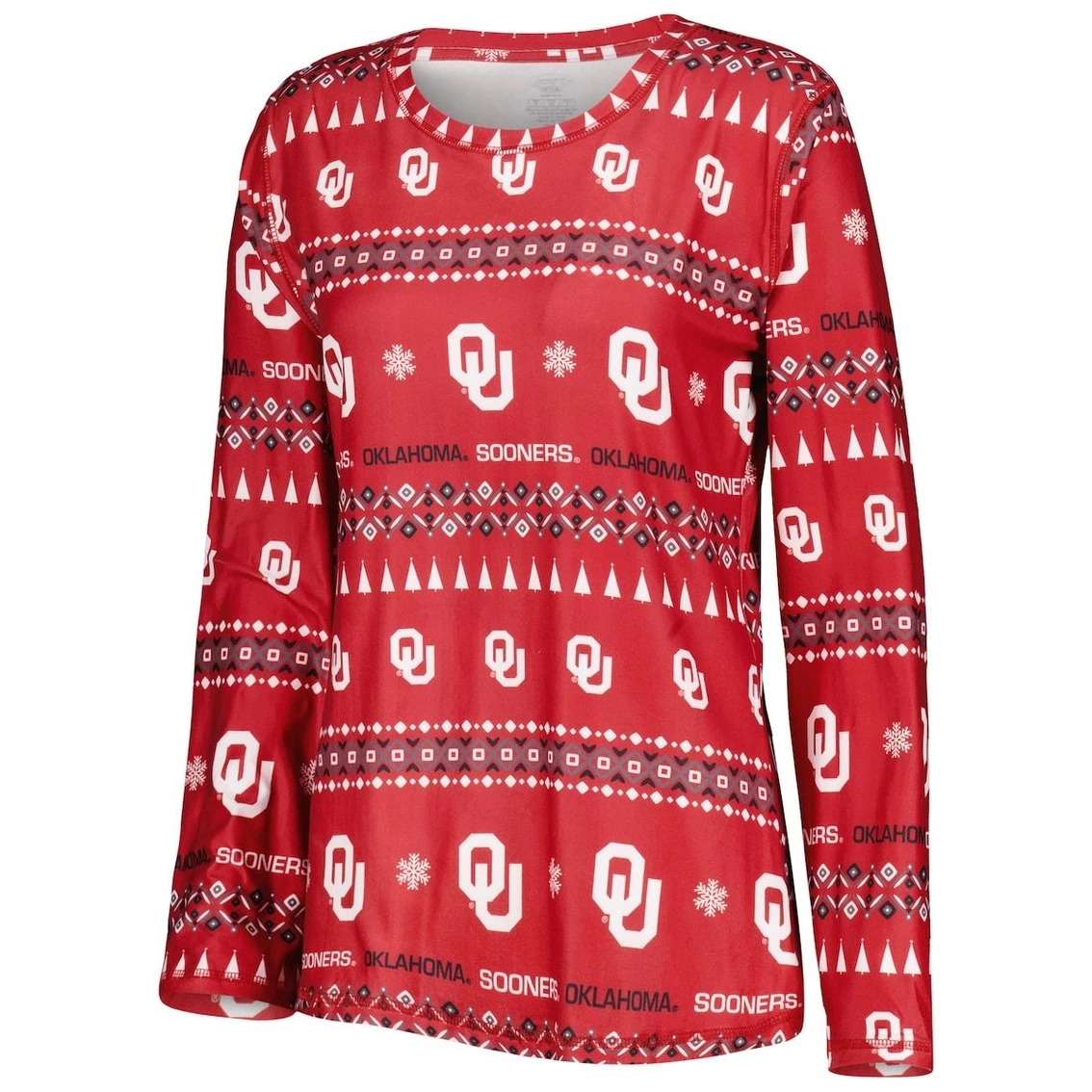 Best Pirce π€© Women's Concepts Sport Crimson Oklahoma Sooners Flurry Ugly Sweater Long Sleeve T-Shirt & Pants Sleep Set βοΈ - Image 3