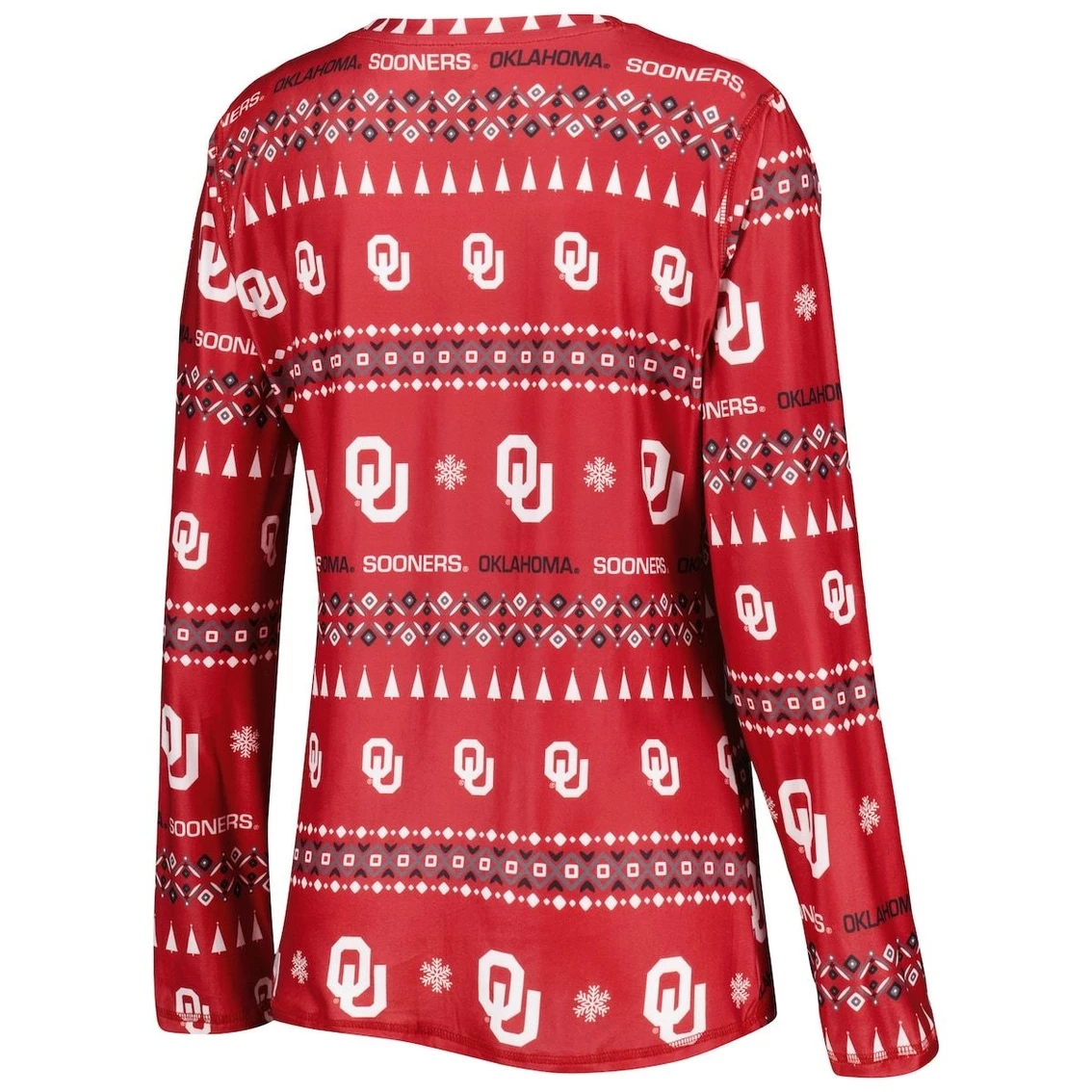 Best Pirce π€© Women's Concepts Sport Crimson Oklahoma Sooners Flurry Ugly Sweater Long Sleeve T-Shirt & Pants Sleep Set βοΈ - Image 4