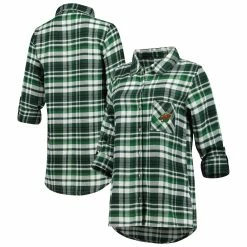 Outlet β Women's Concepts Sport Green Minnesota Wild Mainstay Flannel Full-Button Long Sleeve Nightshirt π
