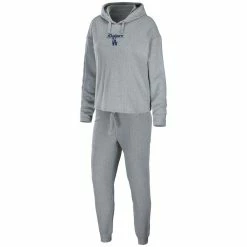 Deals ✔️ Women's WEAR By Erin Andrews Heather Gray Los Angeles Dodgers Logo Pullover Hoodie & Pants Sleep Set 💯
