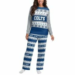 New 😍 Women's FOCO Royal Indianapolis Colts Holiday Ugly Pajama Set 🔔