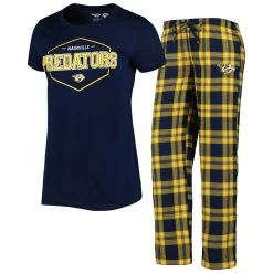 Top 10 ✨ Women's Concepts Sport Navy/Gold Nashville Predators Badge T-Shirt & Pants Sleep Set 😍