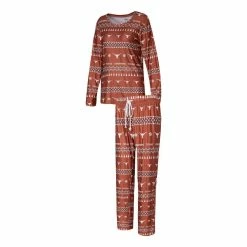 Outlet 🌟 Women's Concepts Sport Texas Orange Texas Longhorns Flurry Ugly Sweater Long Sleeve T-Shirt & Pants Sleep Set 🧨