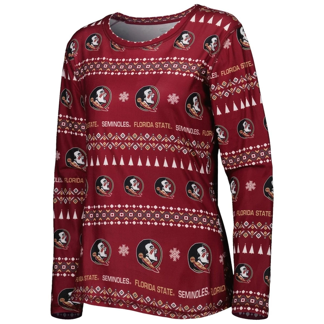 Best Sale π₯° Women's Concepts Sport Garnet Florida State Seminoles Flurry Ugly Sweater Long Sleeve T-Shirt & Pants Sleep Set π - Image 3