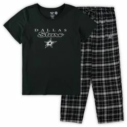Best Sale 🤩 Women's Concepts Sport Kelly Green Dallas Stars Plus Size Lodge T-Shirt & Pants Sleep Set ✨