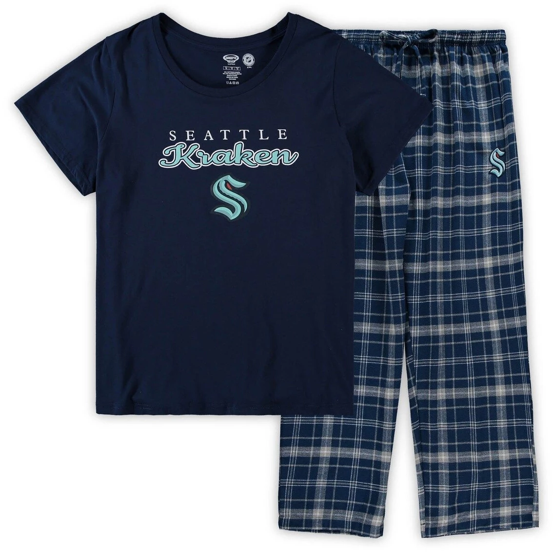 Wholesale π Women's Concepts Sport Deep Sea Blue Seattle Kraken Plus Size Lodge T-Shirt & Pants Sleep Set β¨ - Image 2
