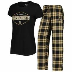 Flash Sale 🌟 Women's Concepts Sport Black/Gold Vegas Golden Knights Badge T-Shirt & Pants Sleep Set 🎉