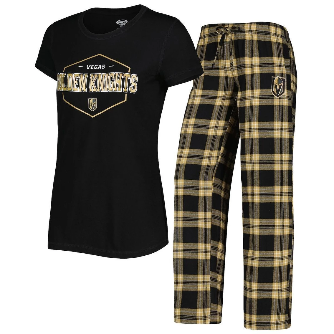 Flash Sale π Women's Concepts Sport Black/Gold Vegas Golden Knights Badge T-Shirt & Pants Sleep Set π
