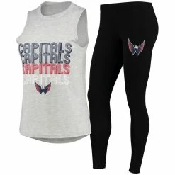 Cheap π Women's Concepts Sport Heathered Gray/Black Washington Capitals Profound Tank Top & Leggings Sleep Set π