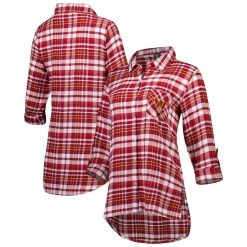 Coupon 😍 Women's Concepts Sport Burgundy/Gold Washington Commanders Mainstay Flannel Full-Button Long Sleeve Nightshirt 🎉