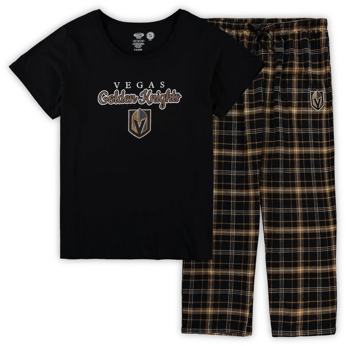 Cheap π€© Women's Concepts Sport Black Vegas Golden Knights Plus Size Lodge T-Shirt & Pants Sleep Set π - Image 2