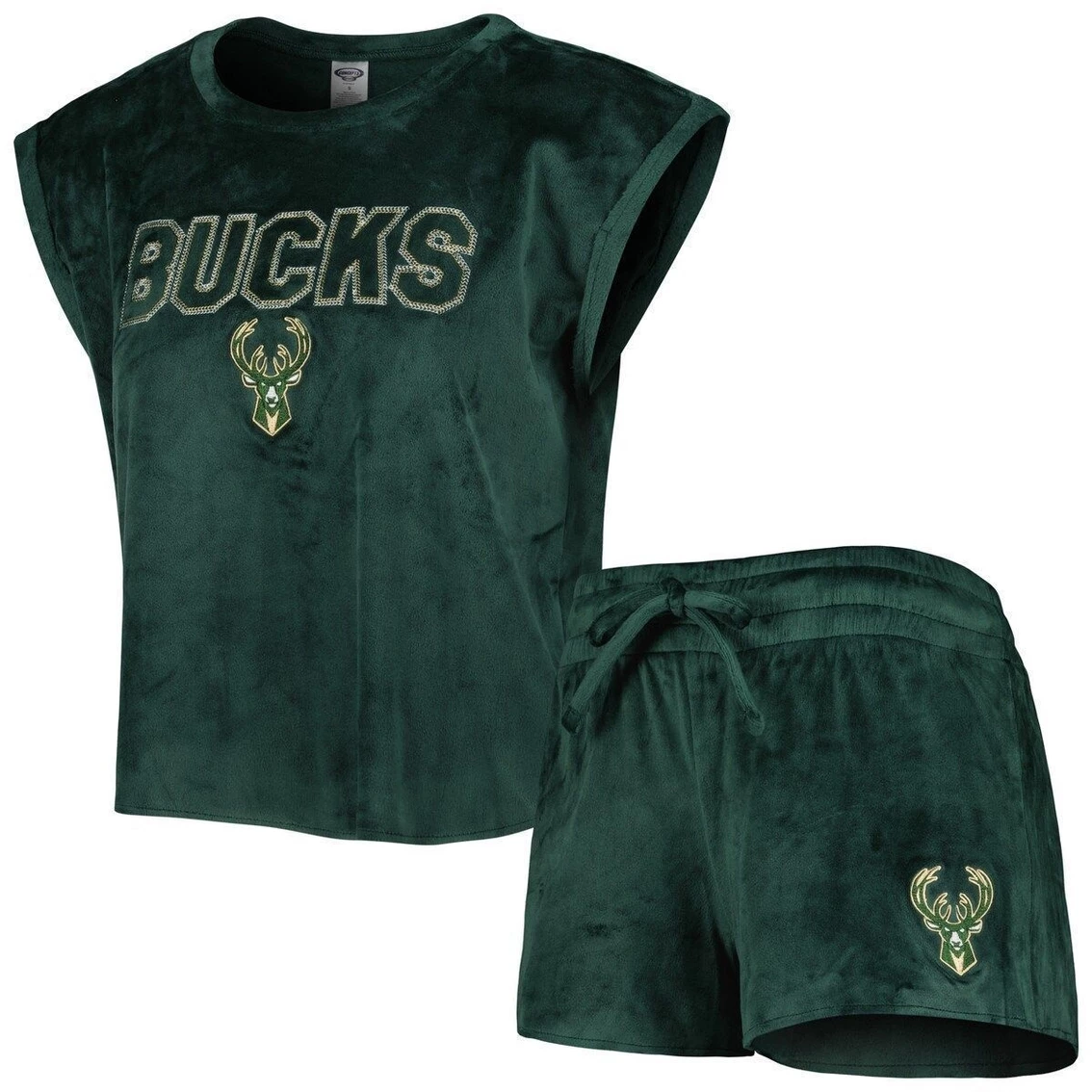 Flash Sale π Women's Concepts Sport Hunter Green Milwaukee Bucks Intermission T-Shirt & Shorts Sleep Set β