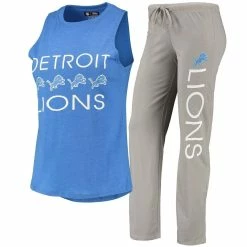 Cheapest 🧨 Women's Concepts Sport Silver/Blue Detroit Lions Muscle Tank Top & Pants Sleep Set 🌟