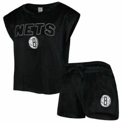 Best deal 🎉 Women's Concepts Sport Black Brooklyn Nets Intermission T-Shirt & Shorts Sleep Set ✔️