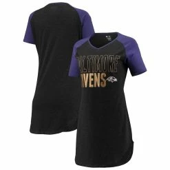 Buy π Women's Concepts Sport Black/Heathered Purple Baltimore Ravens Meter Raglan V-Neck Knit Nightshirt π₯°
