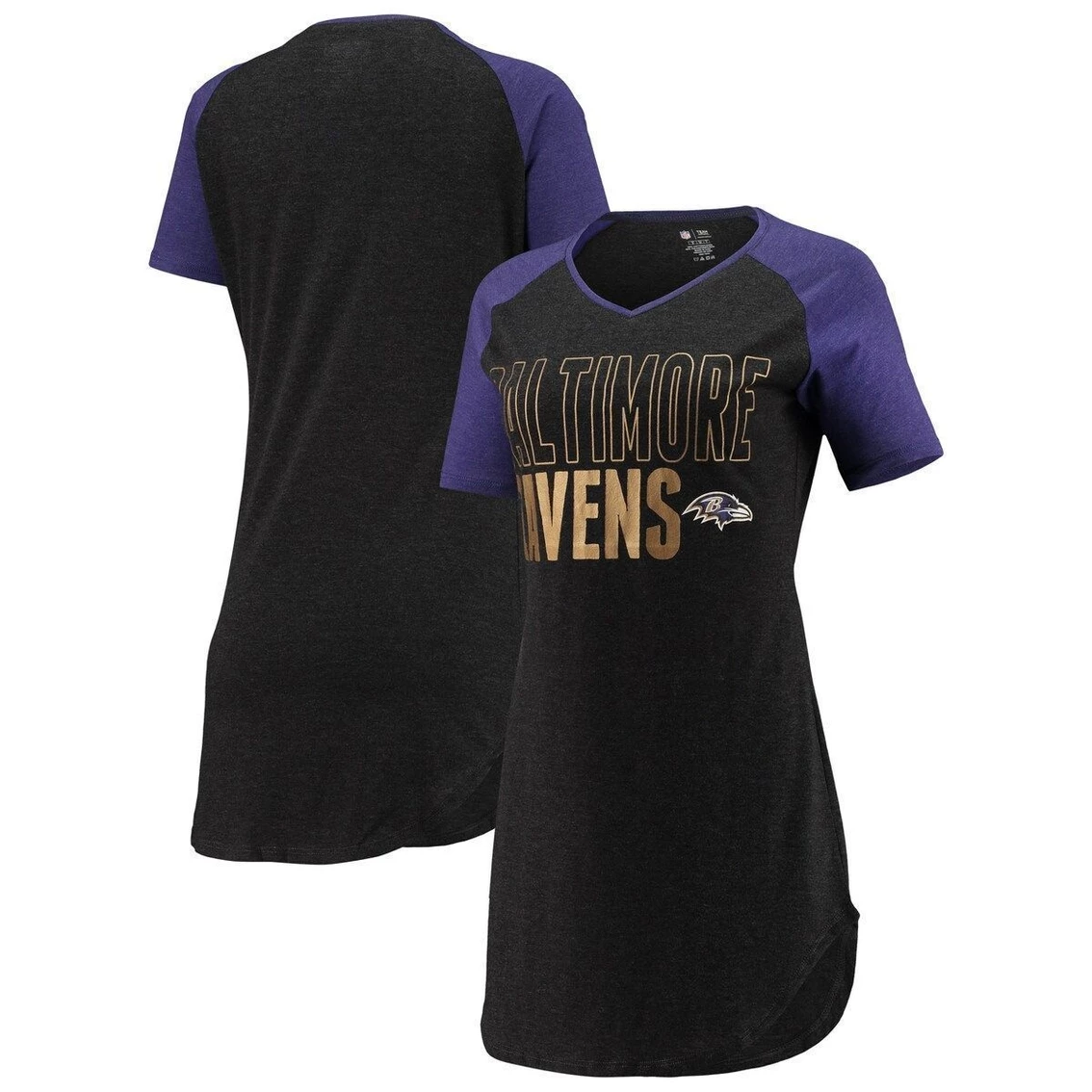 Buy π Women's Concepts Sport Black/Heathered Purple Baltimore Ravens Meter Raglan V-Neck Knit Nightshirt π₯° - Image 2